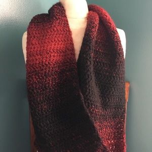 Black and Red Handmade Infinity Scarf